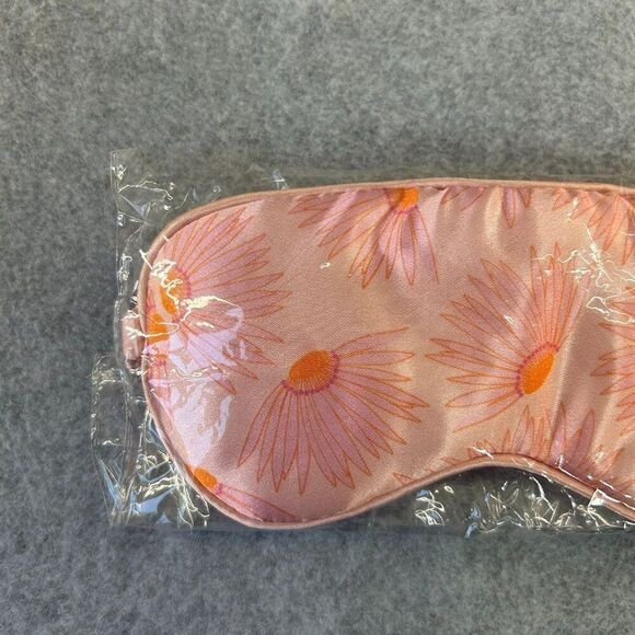 Kate Spade New York Silk Daisy Print Eye Mask Pink Orange Sleep Plane Selfcare - Picture 3 of 8